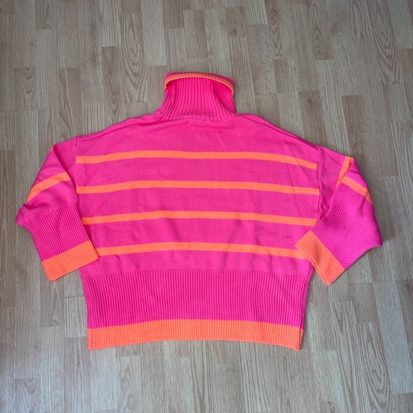 Davi & Dani Neon Pink and Orange Oversized Knit Loose Fit Sweater Size Medium - Picture 6 of 8